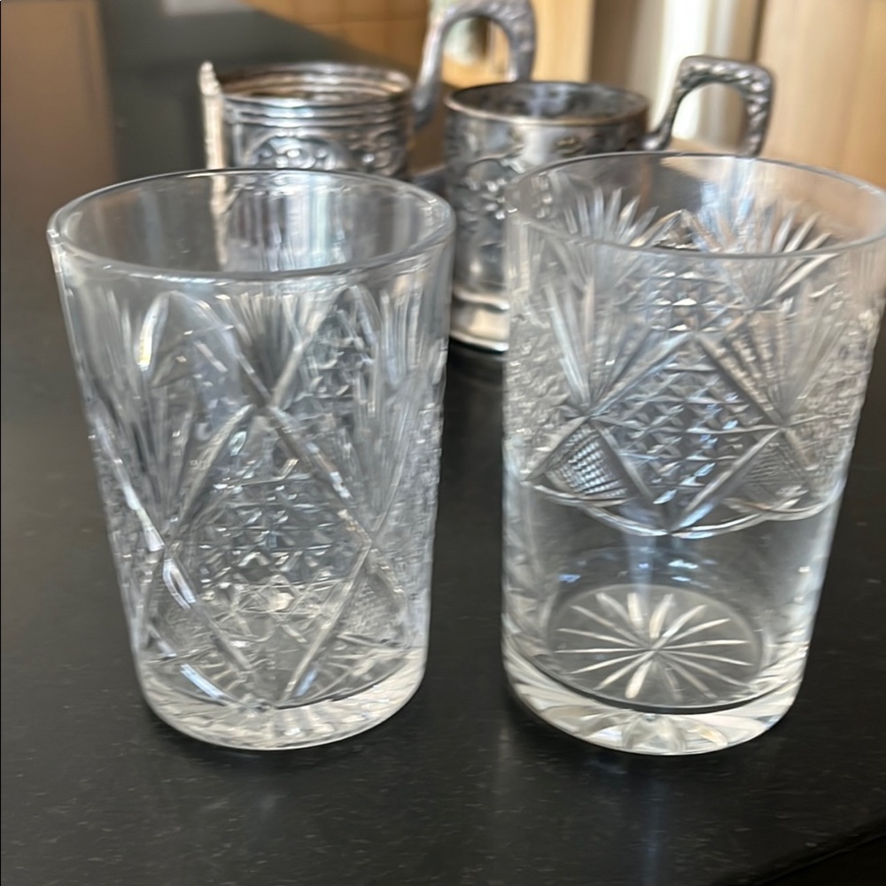 Elegant Silver Glass Holders - Picture 2 of 5